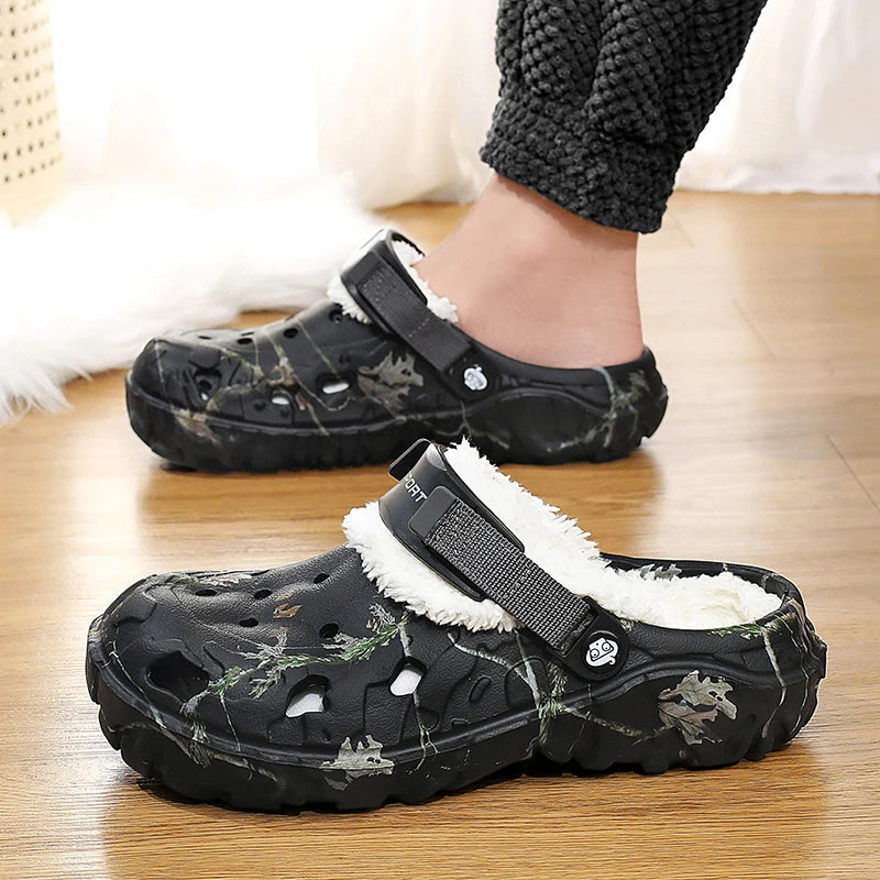 Ashburn - Camo Padded Comfortable Clogs – Black