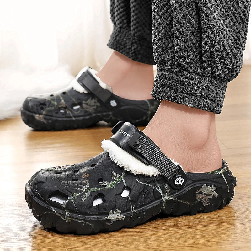 Ashburn - Camo Padded Comfortable Clogs – Black