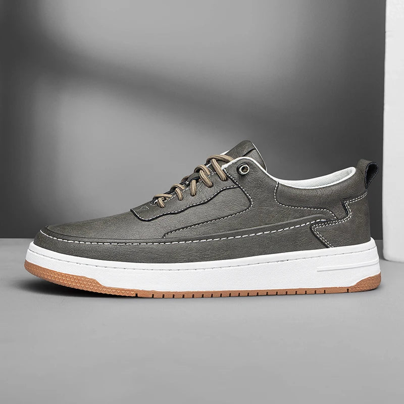 Ashburn - Vincezo Leather Smart Casual Trainer for Men – Gray