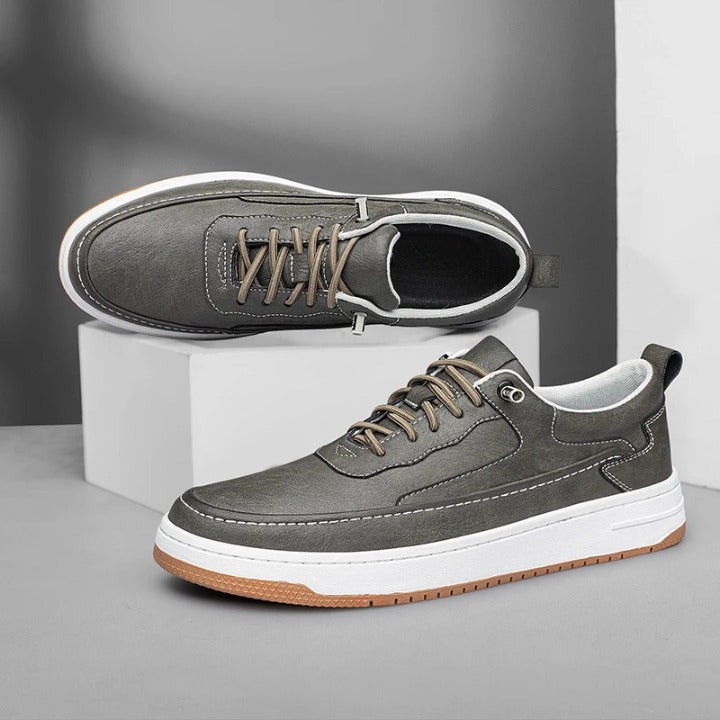 Ashburn - Vincezo Leather Smart Casual Trainer for Men – Gray