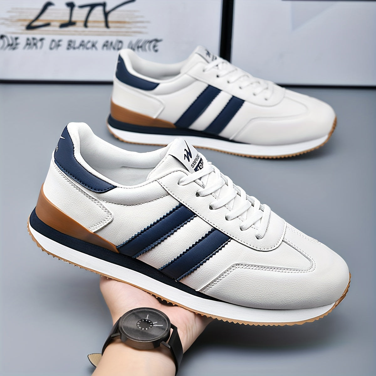 Ashburn - Retro Velocity Premium Smart Casual Trainer – Blue
